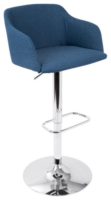 Lumisource Daniella Contemporary Adjustable Barstool with Swivel in Blue