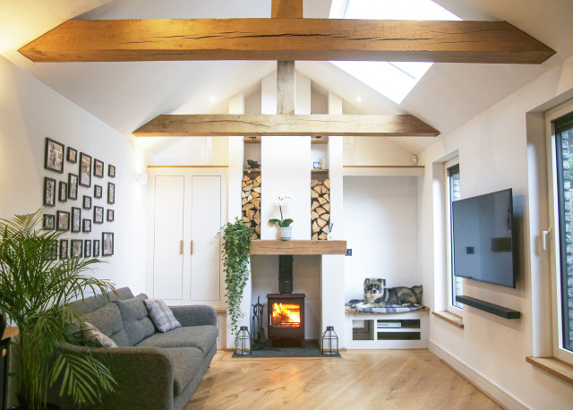 Vaulted Contemporary Living Area skandinavisk-dagligstue