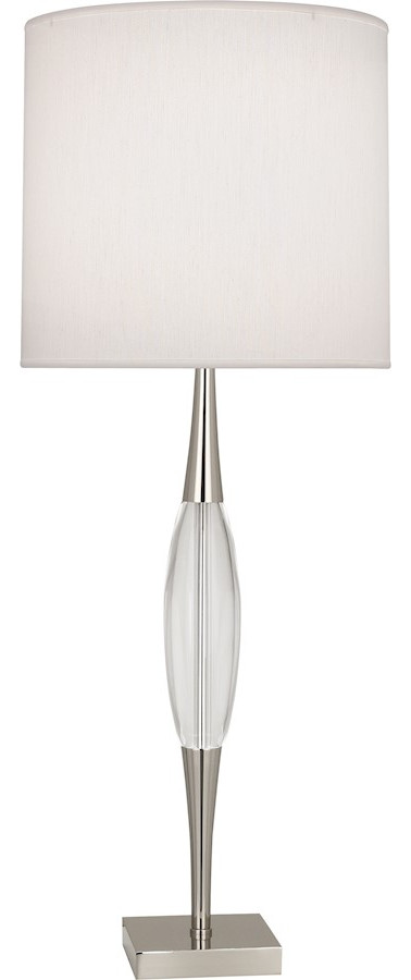 Robert Abbey Juno 1 Light Table Lamp, Nickel/Clear Crystal/Pearl Dupoini
