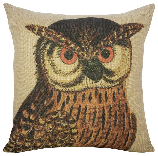 Owl Burlap Pillow