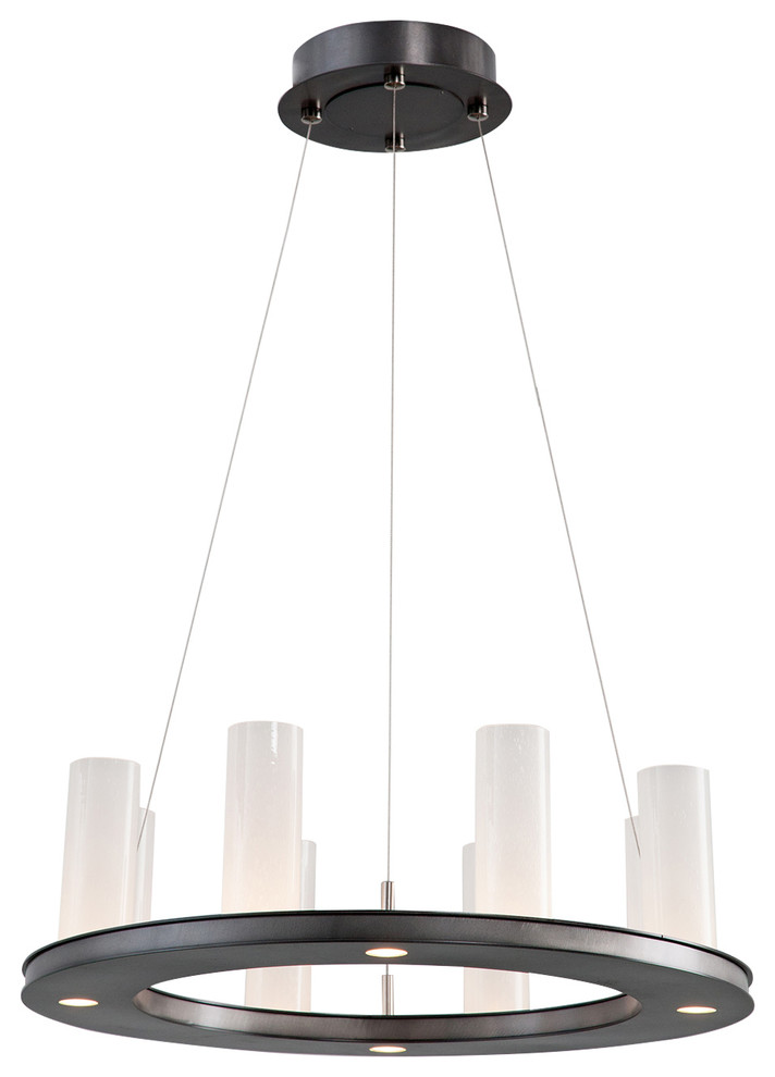 Corona Ring Chandelier, Oil Rubbed Bronze, Frosted Seeded Glass
