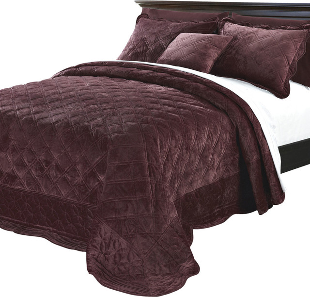 Supersoft Microplush Quilted 4 Piece Bed Spread Set Traditional
