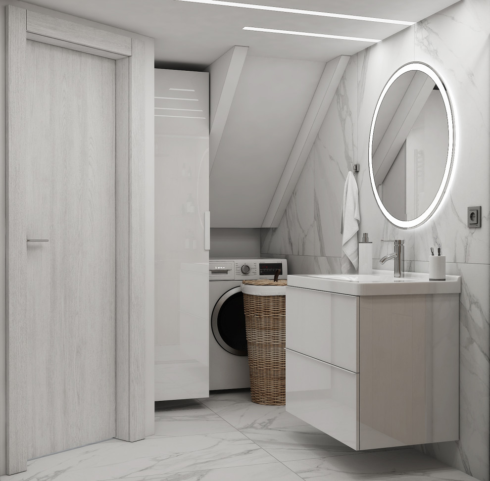 Кухня-гостиная, ванная. Таунхаус "Волжские пенаты" г. Ярославль 2021год