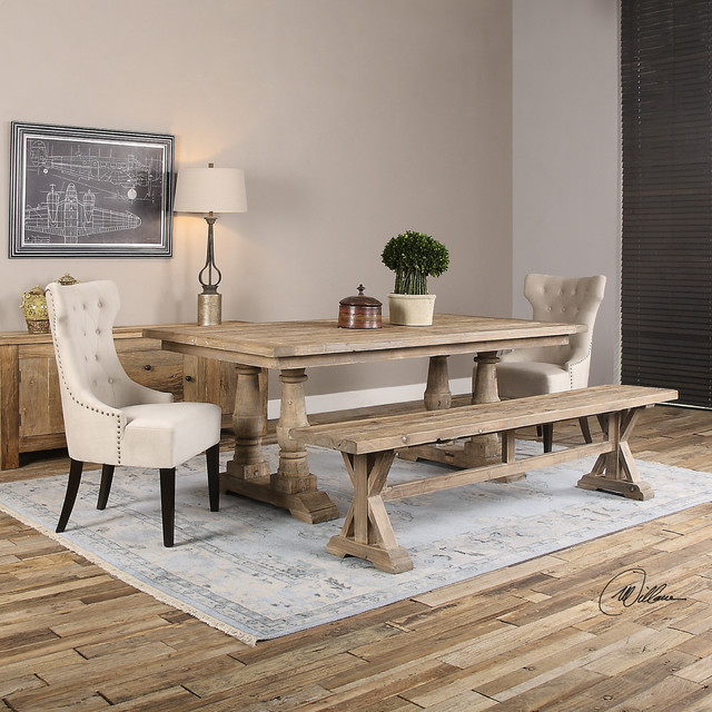 Rustic Pine Farmhouse Solid Wood Trestle Bench, Dining Seat Cottage ...