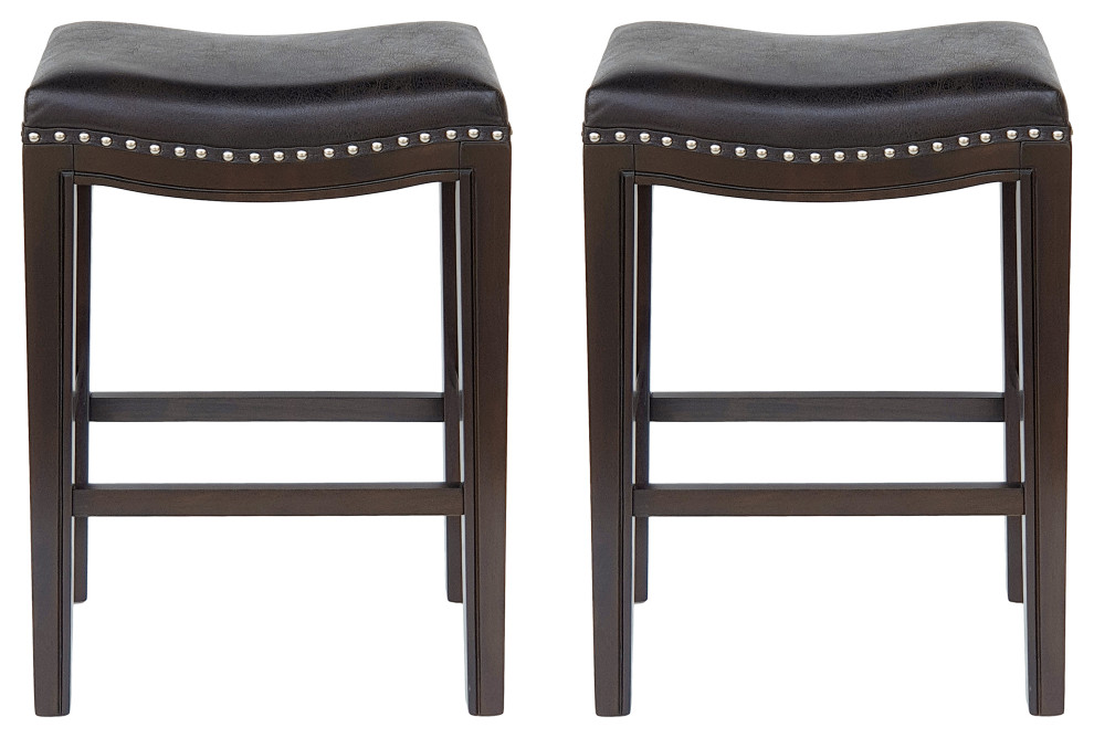 Nadine Contemporary Studded Fabric Counter Stool, Set of 2