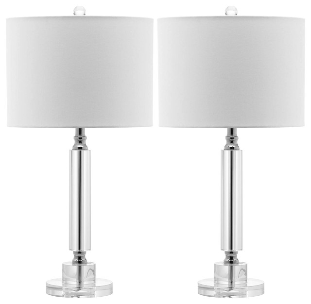 Set of 2 Modern Table Lamp, Elegant Column Shaped Crystal Base and