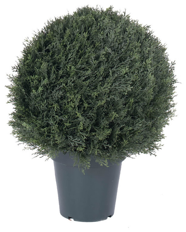 Vickerman T160020 20" Artificial UV Resistant Pond Cypress Topiary Green Pot