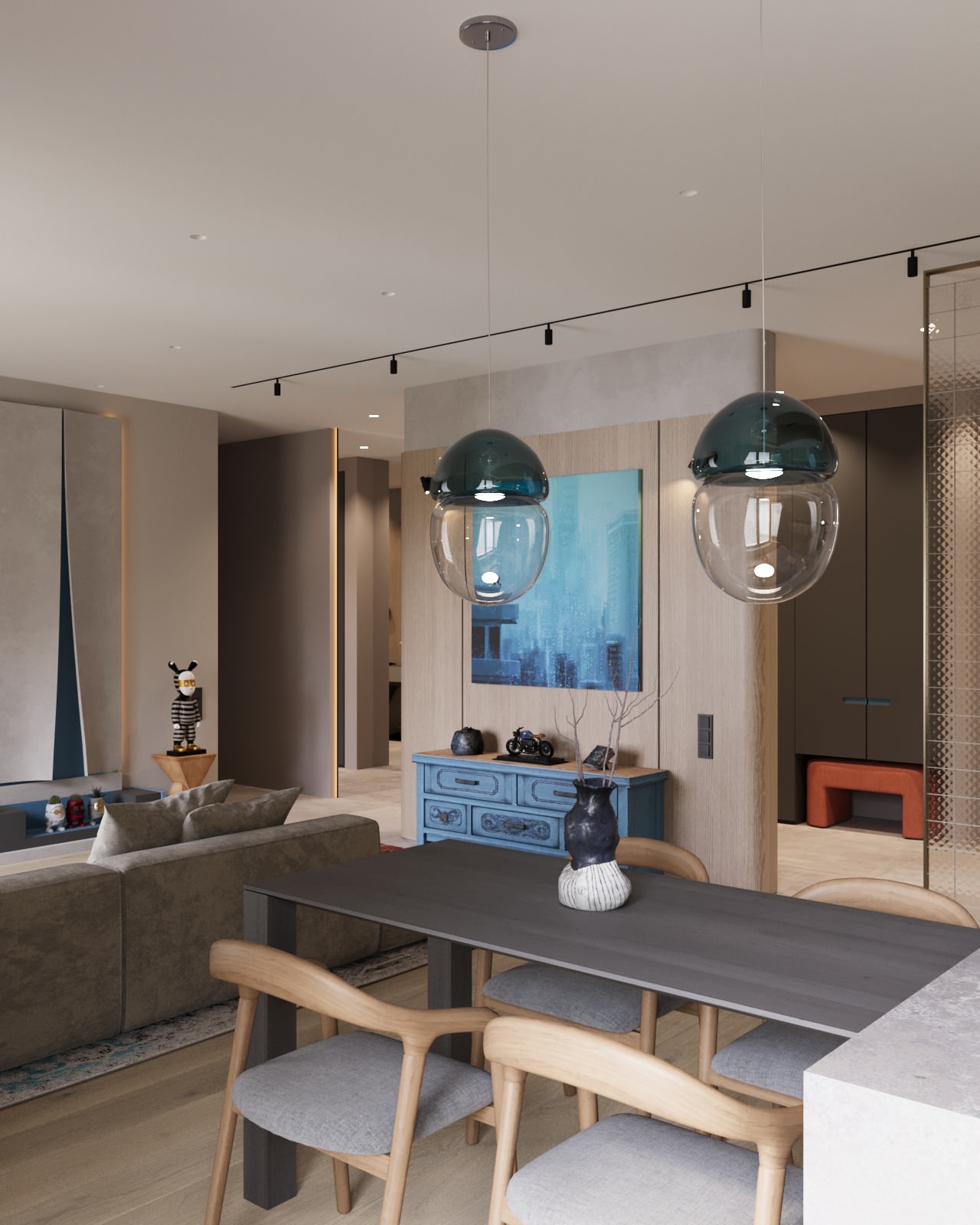 Проект двухкомнатной квартиры с объединенной кухней гостиной