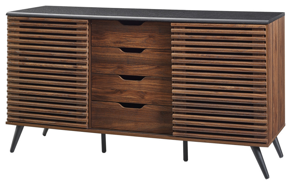 59" Havana Sliding Slat Door 4 Drawer Sideboard Modern Buffets And