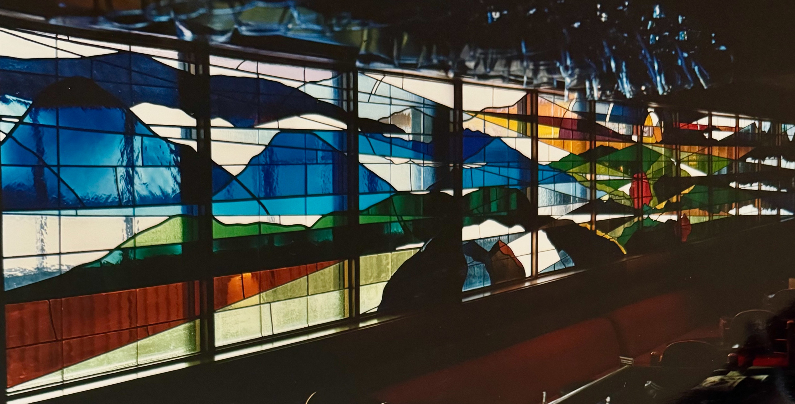 Mural: Stained Glass- 12 Panels, fifty feet by four feet in Raleigh Durham Airpo