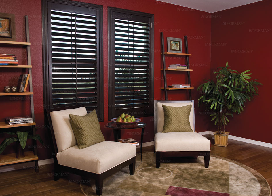 Mid-sized transitional formal and open concept medium tone wood floor and brown floor living room photo in Los Angeles with red walls, no fireplace and no tv