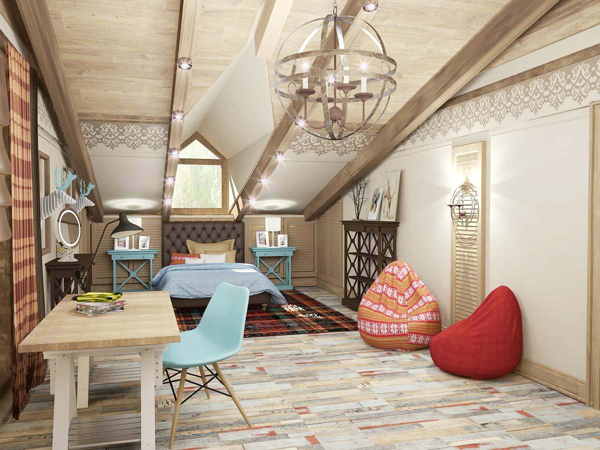 дестские комнаты в мансардных помещениях
