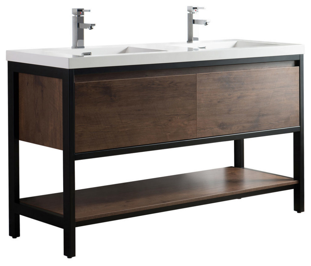 Laker 60 Free Standing Black Frame Vanity Contemporary Bathroom