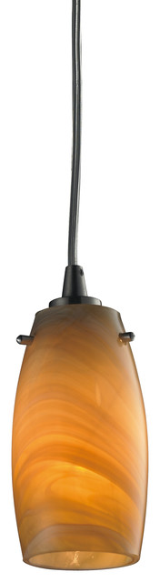 EL-10223/1MEL Favelita 1-Light Pendant in Satin Nickel and Honey Melon Glass