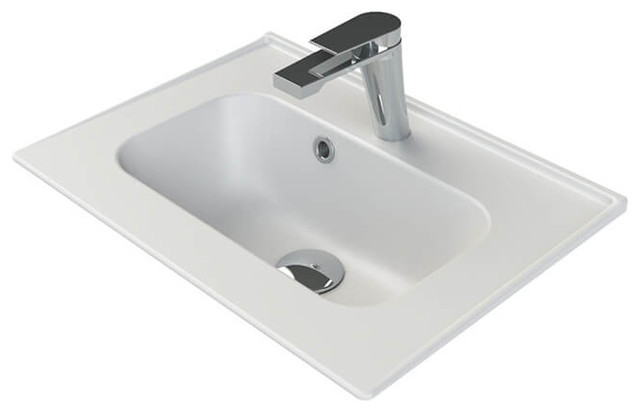 Rectangular White Ceramic Wall Mounted, Small Rectangle Drop In Bathroom Sink