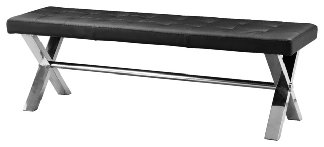 Beverly Faux Leather Bench Modern Upholstered Benches By Beverly Faux Leather Bench Black