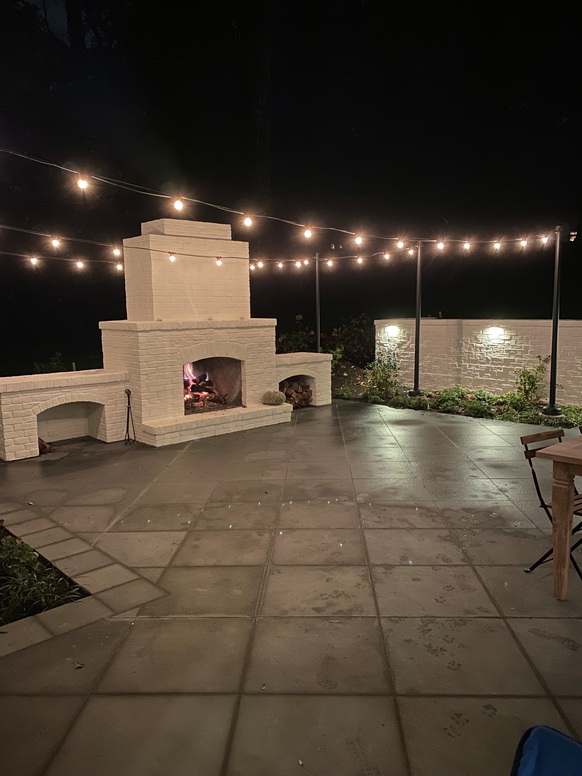 Outdoor brick fireplace/flagstone patio