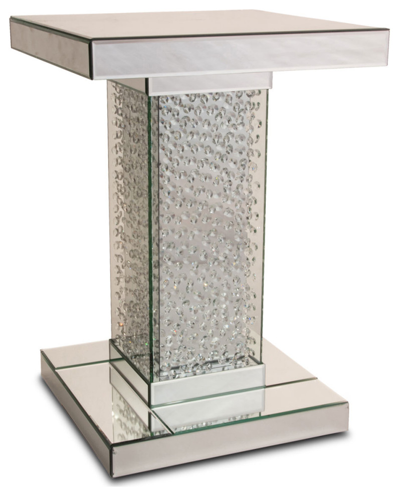 Montreal 26" Mirrored Pedestal End Table Contemporary Side Tables