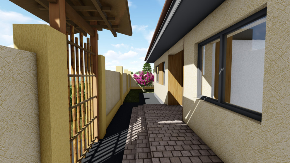 Одноэтажный дом с беседкой