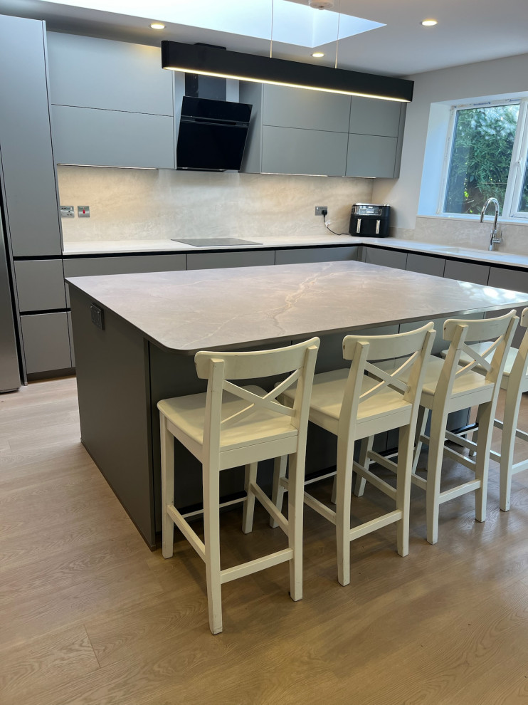 Easy Touch Taupe Modern Handleless Kitchen fitted in Solihull