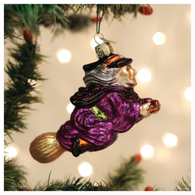 Old World Christmas Witch On Broomstick Blown Glass Holiday Ornament ...