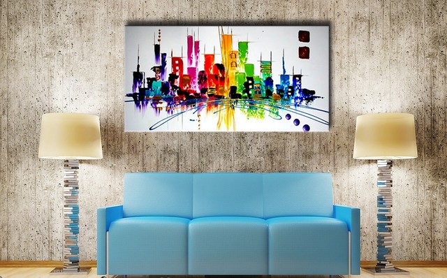 bilder auf leinwand lgemlde abstrakte kunst handgemalt moderne groe stadtbild contemporaneo - Moderne Bder bilder auf leinwand lgemlde abstrakte kunst handgemalt moderne groe stadtbild contemporaneo - Moderne Bder