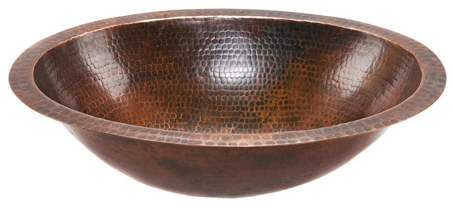 Oval Under Counter Hammered Copper Bathroom Sink, Oil Rubbed Bronze