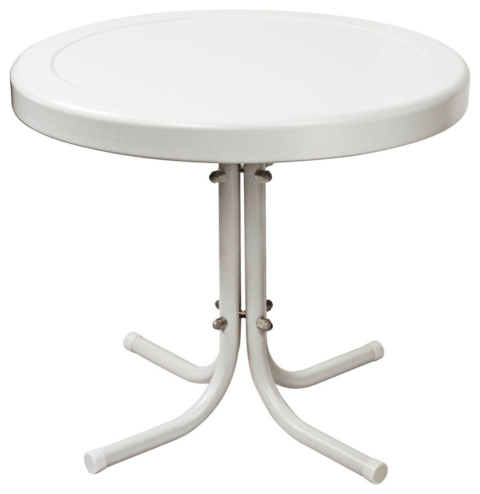 Retro Metal Side Table In Alabaster White Contemporary Outdoor Metal Side Table In Alabaster White