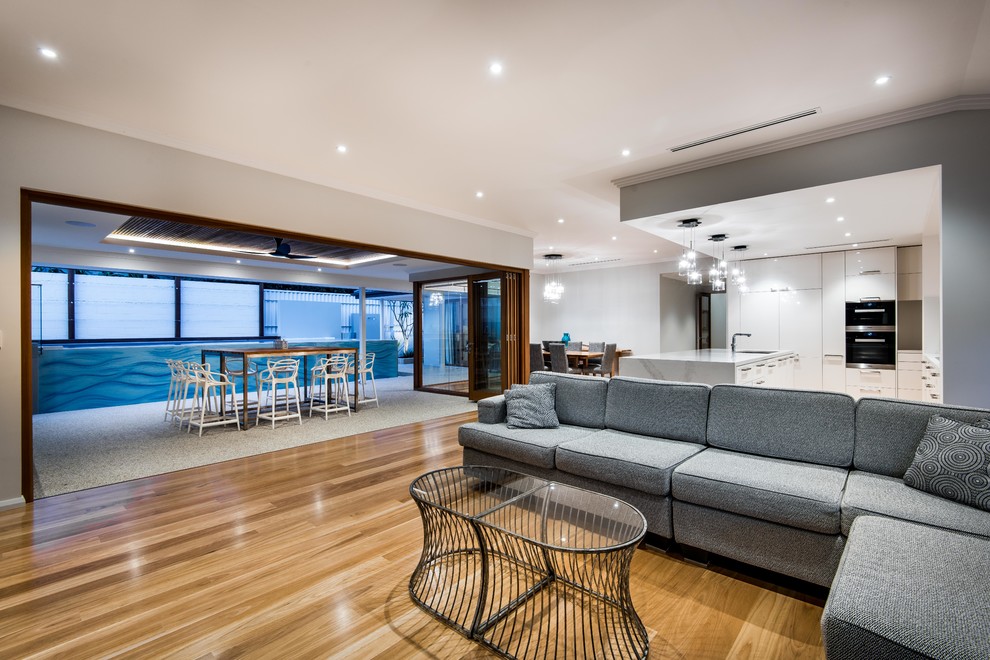 Design ideas for a contemporary living room in Perth.