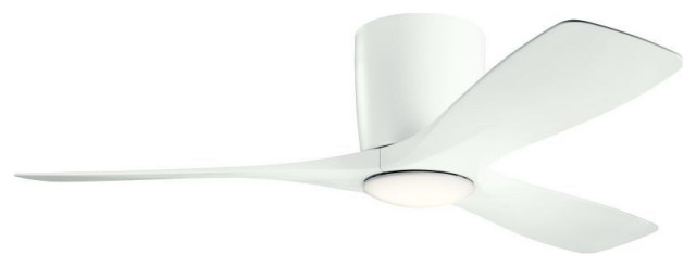 3-Blade Hugger Ceiling Fan Walnut Blades Frosted White Polycarbonate LED Lights
