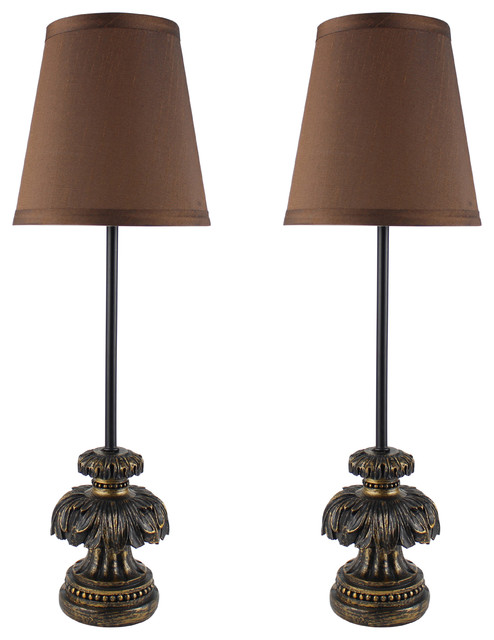 Set Of 2 Charlotte Mini Buffet Lamps In, Chocolate Brown Table Lamp Shades