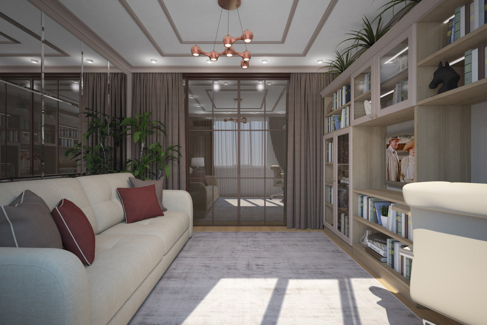 Кабинет. Квартира в многоэтажном доме 160м2. 1 Вариант.