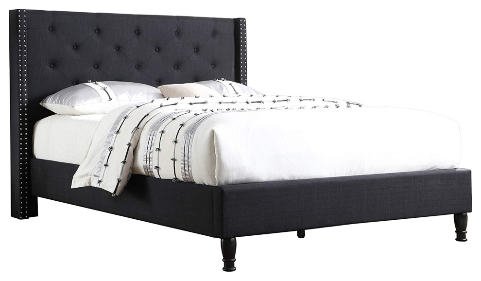 tufted headboard full bed frame