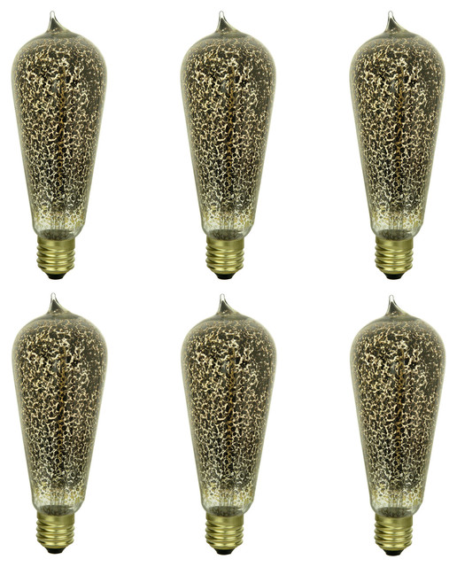 6 Pack Sunlite Gold Fleck Filament Edison Style Bulb, 40W, Medium Base