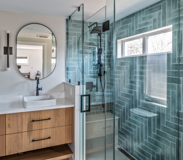 Bathroom of the Week Teal Tile and a Curbless Shower