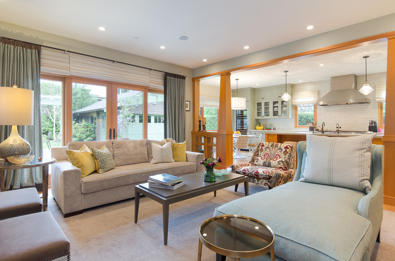 Design ideas for a beach style open concept living room in San Francisco.