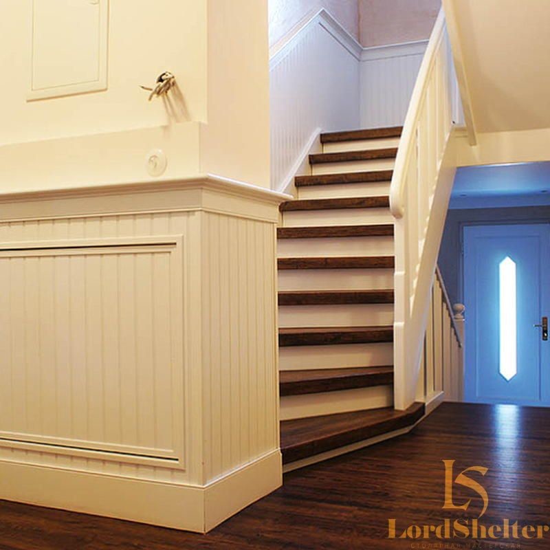 Отделка лестницы деревом