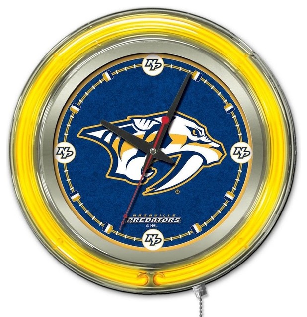 Nashville Predators Neon Clock Contemporary Wall Clocks by