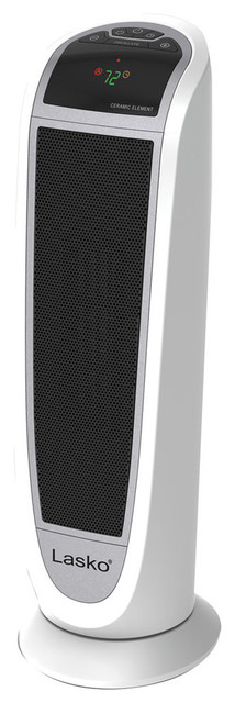 23" Digital Ceramic Tower Heater With Remote Control, Black/White