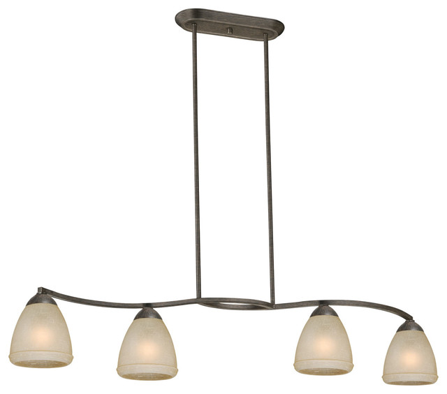 Island Lighting 4 Light Fixture With Black Walnut Finish Steel Medium
