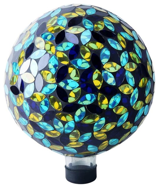 10" Mosaic Gazing Globe Blue, Yellow Lighting Globes And Shades by Alpine Corporation