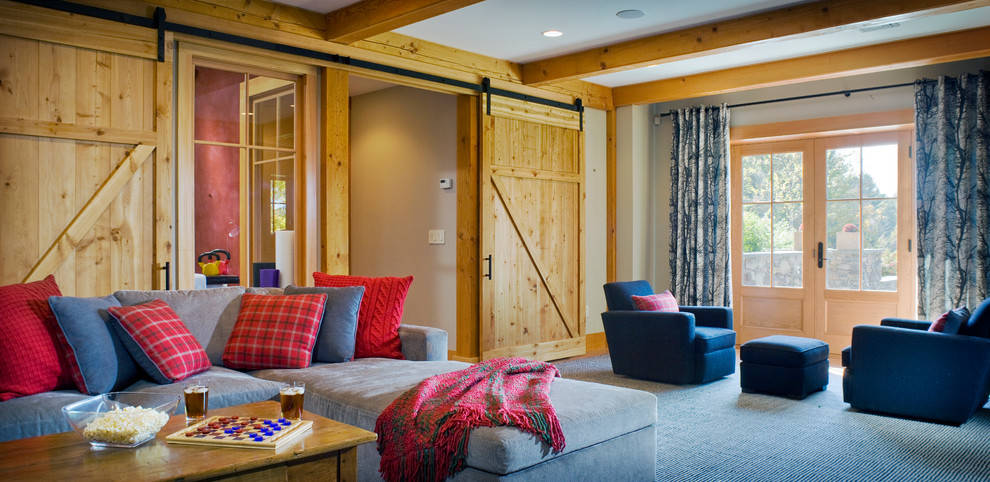 Rustic Timber Frame Home - Rustic - Family Room - Burlington - by ...