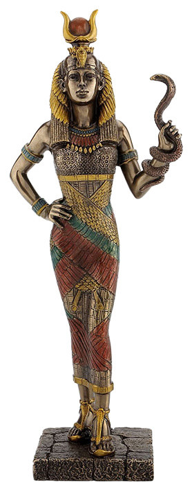Egyptian Goddess, Hathor Holding A Snake, Egyptian Statue