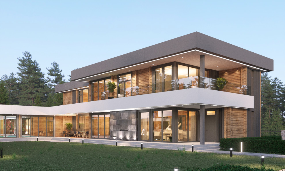 Проект дома из бруса в стиле минимализм