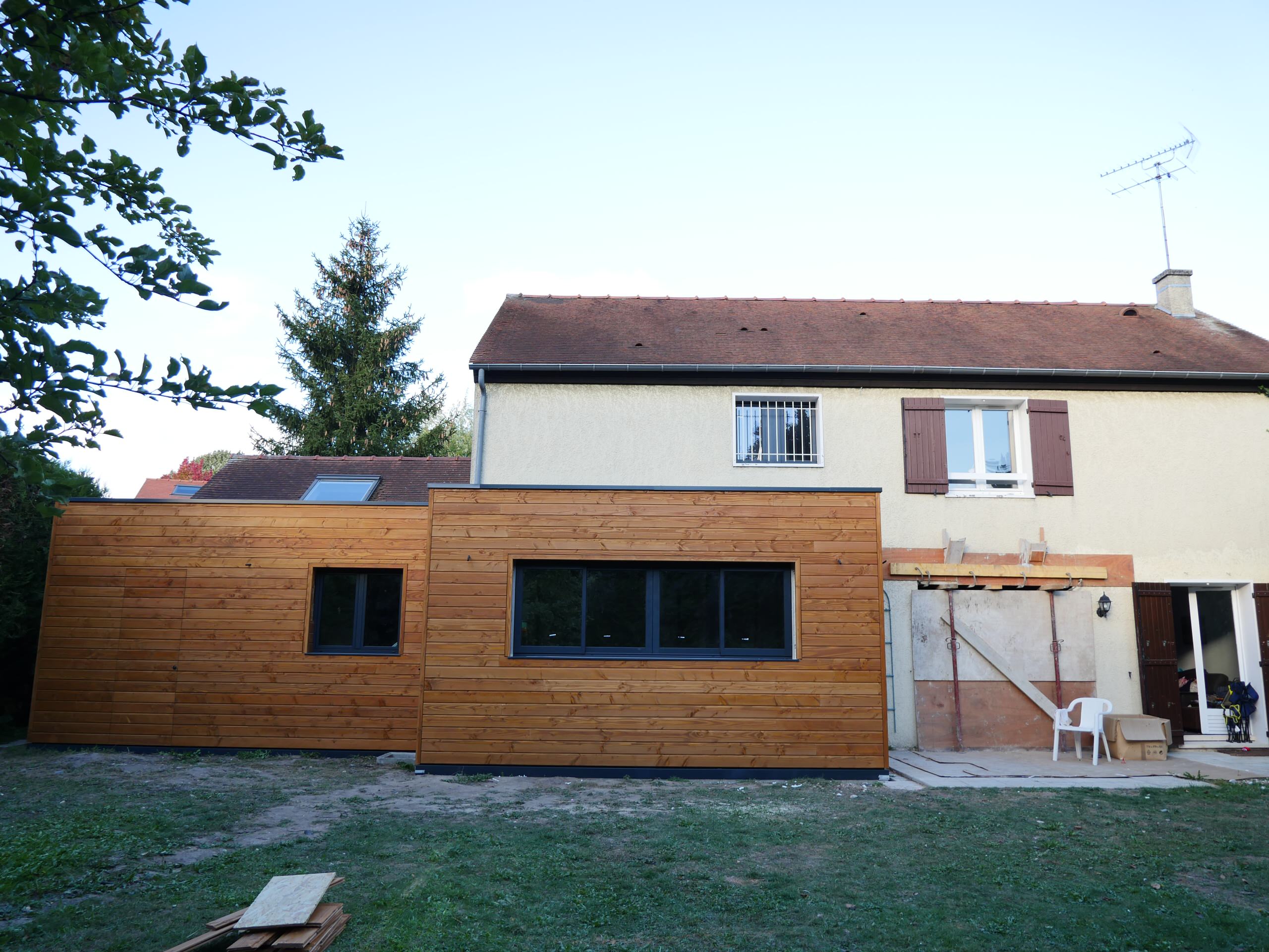 Extension en ossature bois d'une maison individuelle