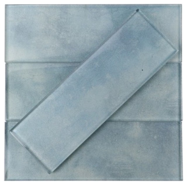 Light Blue Glass Subway Tile Sample Contemporary Wall And Floor   Home Design 