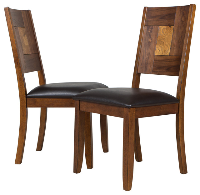 Modern Side Chair, Set of 2, Walnut Traditional Dining Chairs by