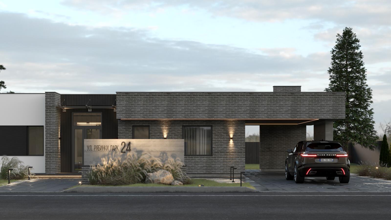 Экстерьер, Архитектура частного дома 110 м2 "Flat House Greey"