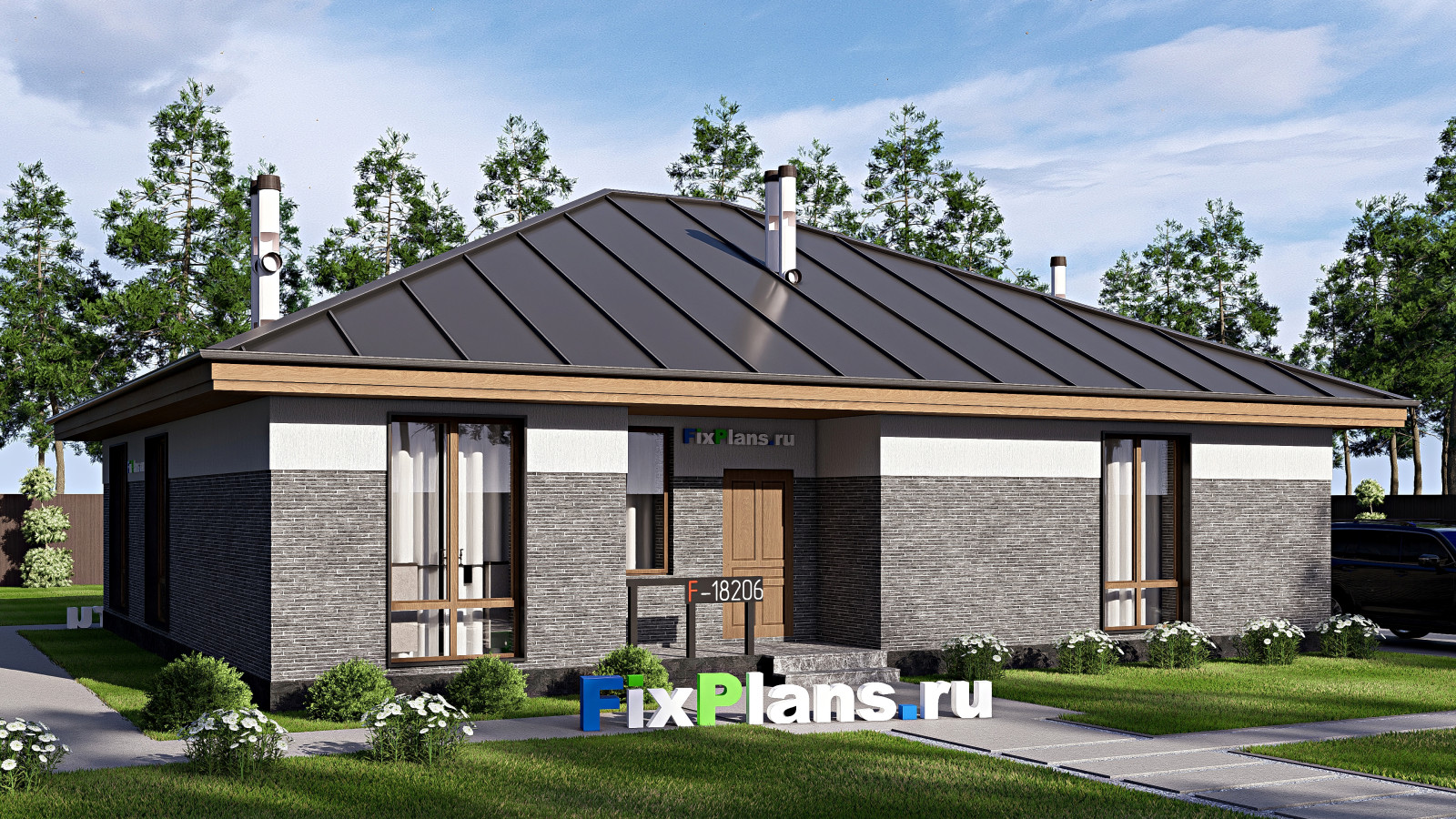 Проект одноэтажного дома 13х15м S135м2 F-18206