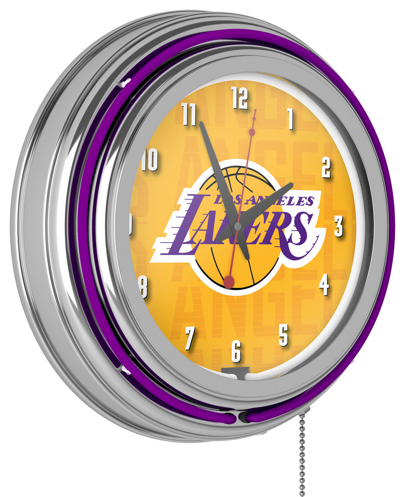 Los Angeles Lakers 12 inch Round Wall Clock Chrome Plated